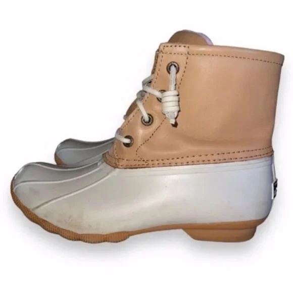 Sperry Women's Saltwater Duck Boots - White and Tan - Picture 4 of 8